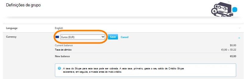 Alterar a sua moeda