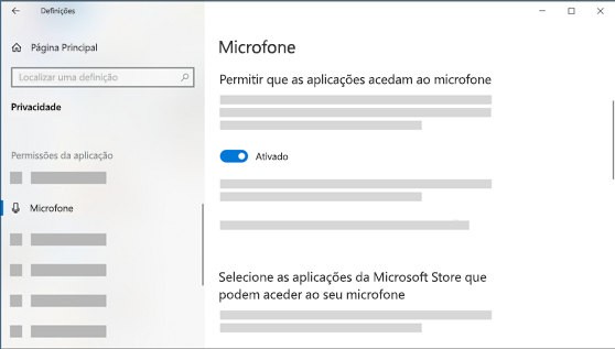 Definições do microfone