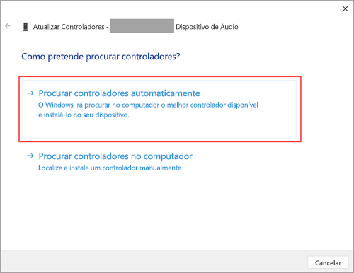 Procure controladores de áudio nas Definições do Windows 11.
