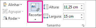 Comando Recortar nos separadores Ferramentas de Imagem e Formatar