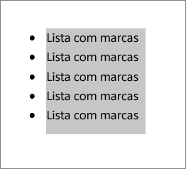 Texto da lista com marcas selecionado