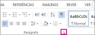 Iniciador de caixa de diálogo Parágrafo