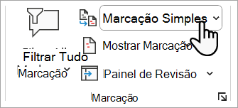 Captura de ecrã a mostrar onde pode definir o nível da marcação que pretende ver no seu Word documento.