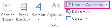 O comando Linha de Assinatura no separador Inserir