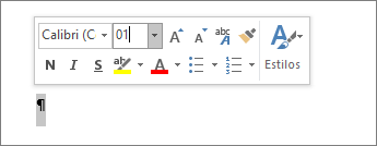 Definir o tamanho do tipo de letra para 1