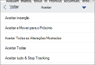Aceitar alterações registadas
