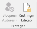 O ícone Restringir Edição é apresentado no separador Rever