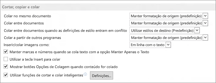 Word 2013 cut, copy, and paste options