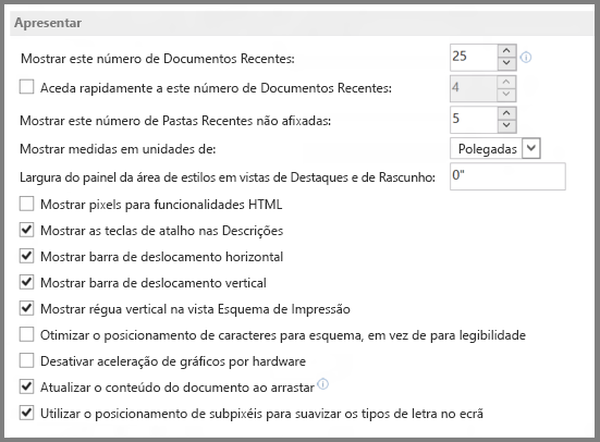 Word 2013 display options