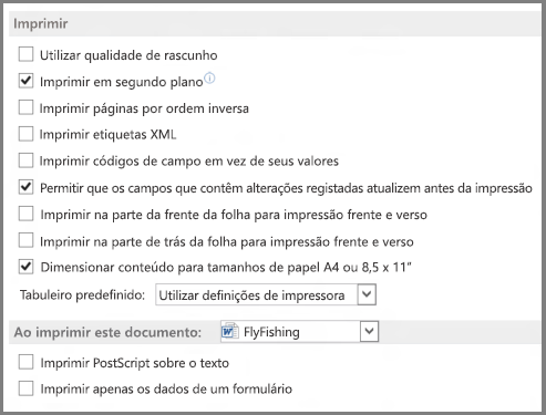 Word 2013 print options