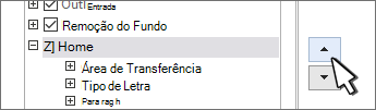 Selecione um separador e utilize os botões para cima/baixo