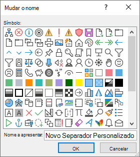 Mudar o nome de um separador, grupo ou comando e adicionar um ícone
