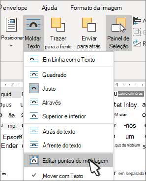 Editar item de menu Pontos de Moldagem