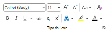 Word grupo Tipo de Letra