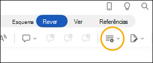 Word para iPad botão Registar alterações