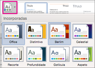 No separador Estrutura, selecione Temas