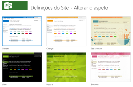 Altere o menu de aspeto com estruturas de sites no Project Online.