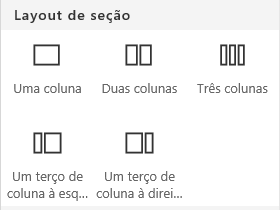 Captura de ecrã do menu do esquema da Secção no SharePoint.