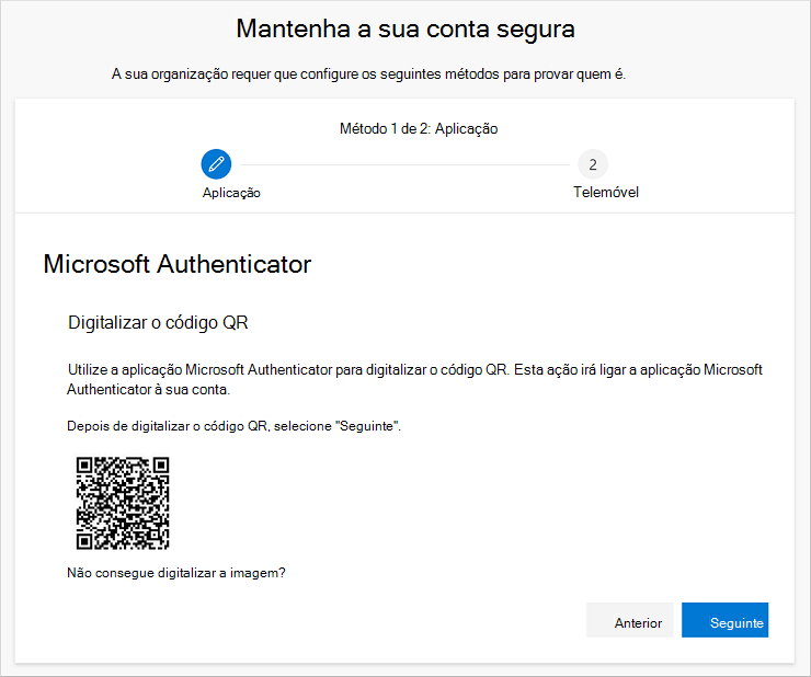 Digitalizar o código QR com a aplicação Authenticator