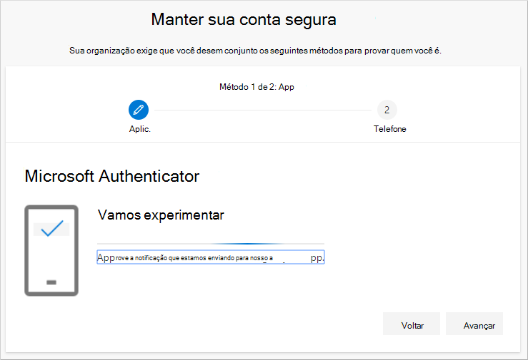 Testar a sua conta com a aplicação de autenticador