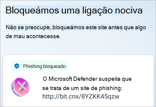 Microsoft Defender bloqueou uma ligação prejudicial num dispositivo Android.