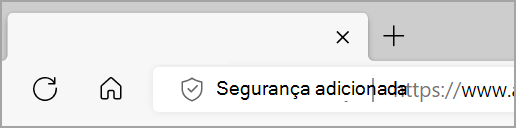 Adição de ecrãs de segurança à esquerda da barra de endereço do Microsoft Edge quando a segurança avançada está ativada para um site.