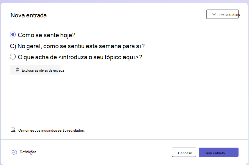 Captura de ecrã a mostrar o novo check-in.