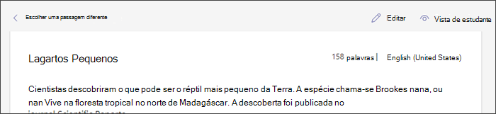 captura de ecrã a mostrar uma passagem no local com o cursor a pairar sobre o botão editar