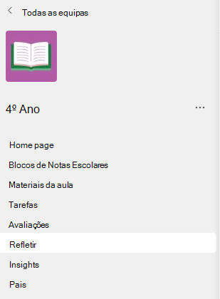 Captura de ecrã do menu Refelct.
