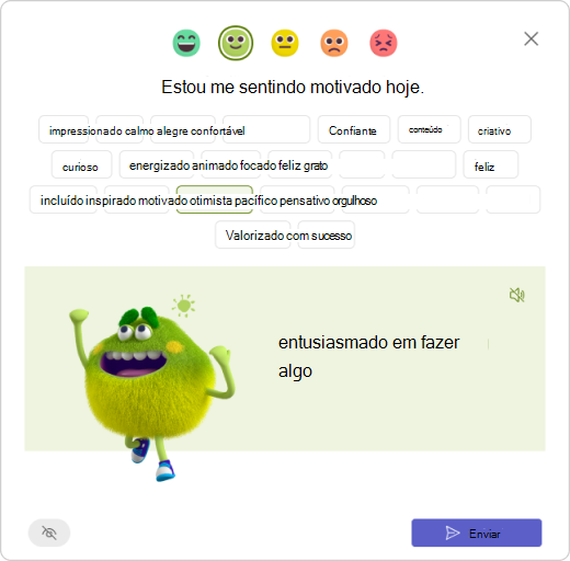 Responda à entrada – selecione um Monstro dos Sentimentos