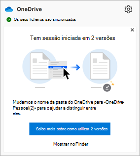 uma mensagem que aparece no Centro de Atividades do OneDrive