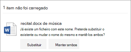 O nome de ficheiro já existe um erro na IU da Web do OneDrive