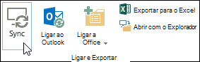 Opção Sincronizar no separador Biblioteca do friso