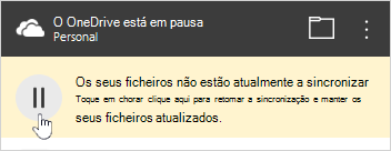 Botão oneDrive em pausa