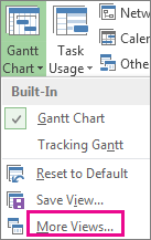 Menu do Gráfico Gantt