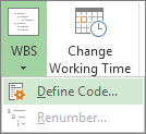 Imagem da opção Definir Código do botão WBS.
