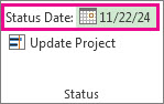 Imagem Definir a data de estado de um projeto