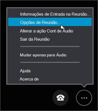 Clique em Mais Opções opções > de reunião...