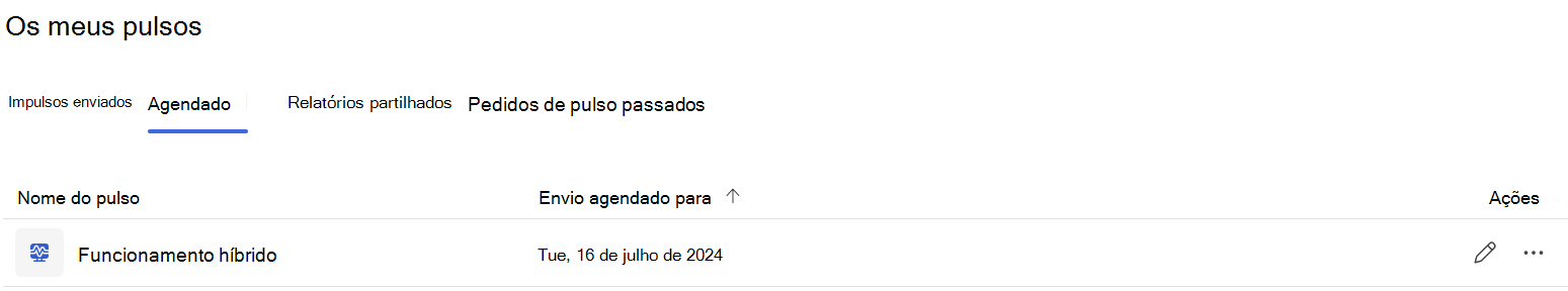 Pedido pulse de funcionamento híbrido único agendado