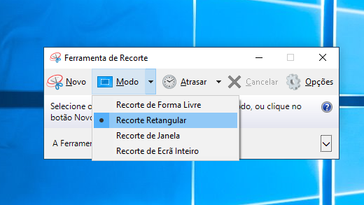 Opções do modo de Ferramenta de Recorte