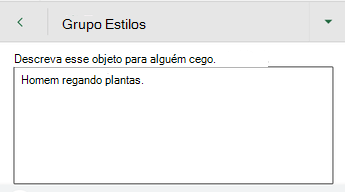Caixa de diálogo Texto Alternativo no Excel for Android.