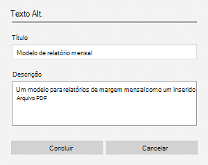 Um exemplo de texto alternativo para um ficheiro incorporado no OneNote para Windows 10.