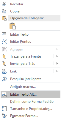 Menu Edit Alt Text do Excel Win32 para formas