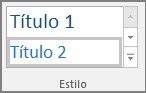 Captura de tela de seleção de um estilo de título no menu Página Inicial.