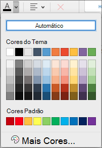 Menu suspenso da cor da fonte no OneNote para Mac.
