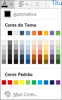 Captura de tela da opção de cor de fonte no menu Página Inicial.