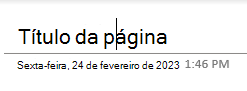 O texto do título da página é campos em uma página no OneNote para Windows 10.