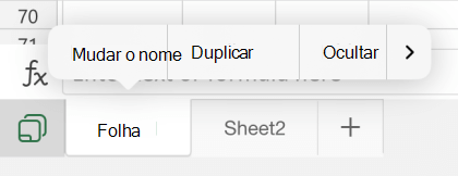 Opção renomear planilha no Excel para iOS