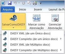 Botão Salvar como Daisy do menu suspenso