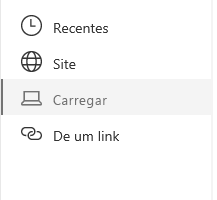 Captura de tela da seleção do local do arquivo no Sharepoint.